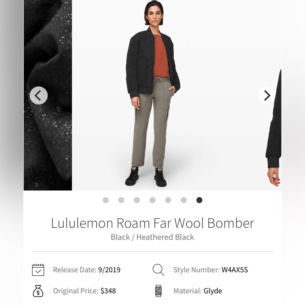 NWOT Lululemon Roam Far Wool Bomber Black / Heathered Black - Picture 6 of 14
